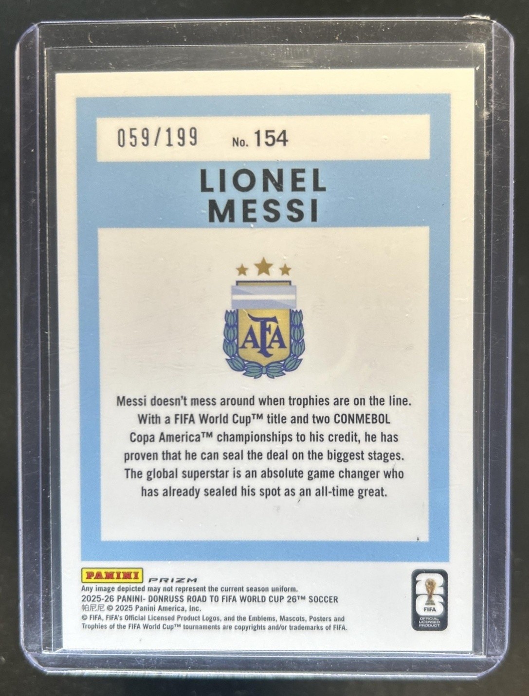 2025-26 Panini Donruss Road to FIFA World Cup 26' Lionel Messi Optic Red #/199 view 2