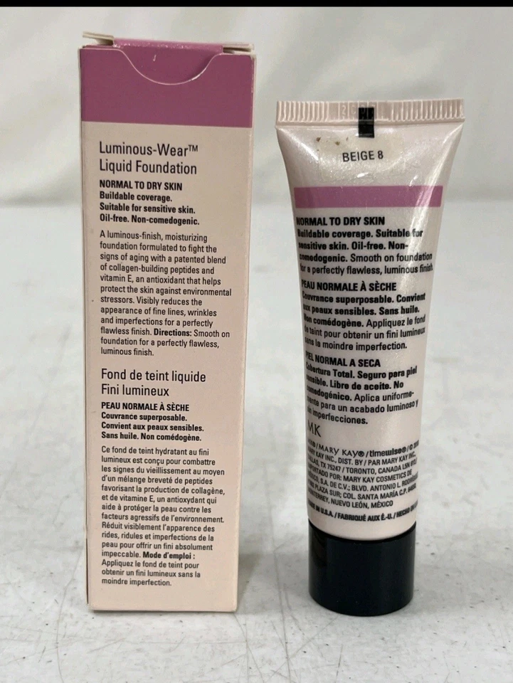 Mary Kay Timewise Luminous Wear Beige 8 Liquid Foundation #038712 NOS - Image 2 of 2