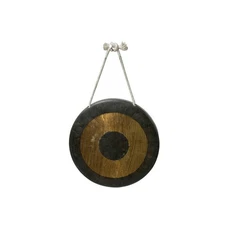 8.25" Vintage Oriental Mixed Metal Round Gong Display ws4911