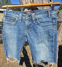 Yanuk Visionary Stitch Womens Jeans Cut Off Shorts Size 28 Denim Made in USA Y2K