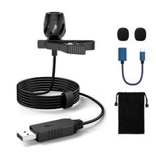 USB Lavalier Microphone, Lapel Microphone for Computer, USB-C Clip On Mic for...