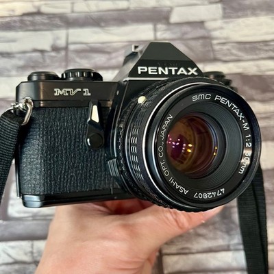 PENTAX MV1 SLR 35mm Film Camera Black w/ SMC PENTAX-M 50mm F2 Lens