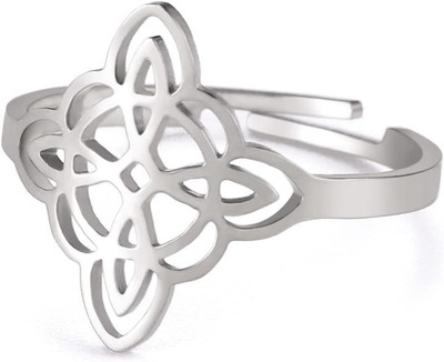 Witch Knot Ring für Frauen Edelstahl Open Bar Rings Adjustable Celtic Quaternary