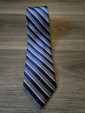 Chaps Ralph Lauren Blue 100 Silk Tie Wide Striped Preppy Classic 4inch