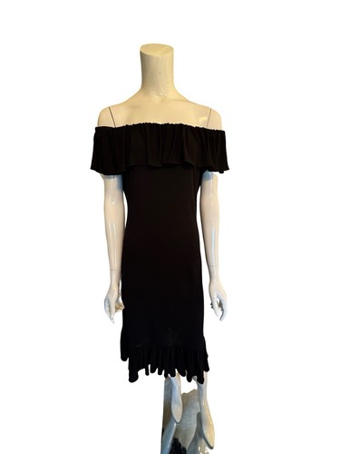 Celine schwarz Rüschen Schulterfrei Jerseykleid Neu mit Etikett $ 550 12 - Bild 1 von 12