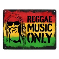 Reggae Music Only Metallschild XL In 21X28 Cm Mit Rastafarigesicht