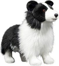 Realistic Border Collie Toy -11  ,Lifelike Dog, Black and White Dog Stuffed Anima