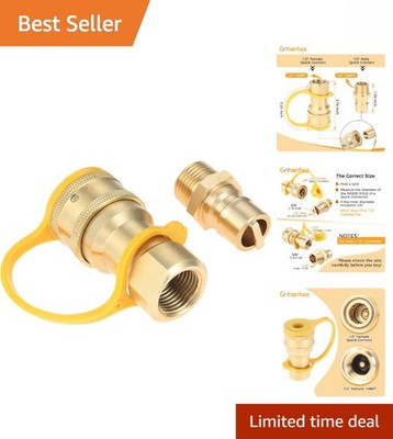 Easy Install 1/2'' Gas Quick Connect Fitting - Brass Male Connector for Propane,