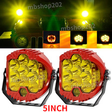 Pair 5inch 90W LED Work Light Bar Amber Yellow Pods Driving Spot Fog OffRoad SUV