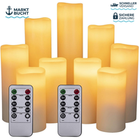 LED Kerzen Set 9 Flammenlos Batteriebetrieben EchtwachssäUle Elfenbein 4-9 Zoll