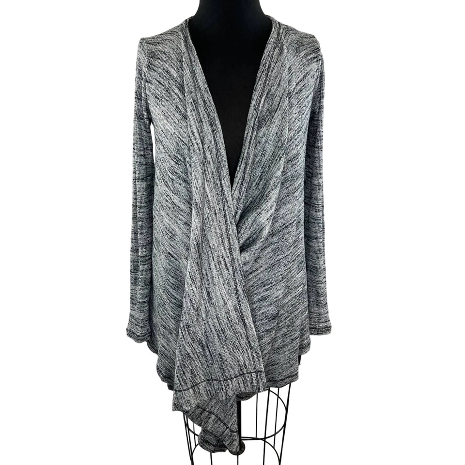 Three Dots Gray Asymmetric Wrap Front Draped Long Sleeve Cardigan Sweater XS - Image 2 of 4