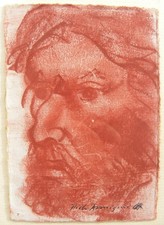 Pietro Annigoni (Milano 1910 - Firenze 1988) Volto virile sanguigna cm 14x10