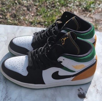 Jordan Air Jordan 1 Mid SE Oakland Mid Top Sneakers Black White Green Orange
