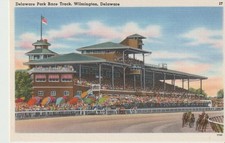 Delaware Park Race Track Wilmington Delaware Horse Racing Vintage Linen Postcard