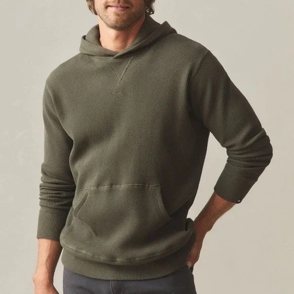 American Giant Summit Hoodie Mens Large Green Cotton Kangaroo Pocket Pullover