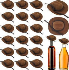 Mini Flocked Cowboy Hats - 20 Pieces for Western Party Decorations