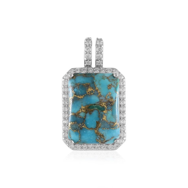 Cavill TüRkis AnhäNger 14,42Ct Oktagon Silber 925 Platiniert Zirkonia-image