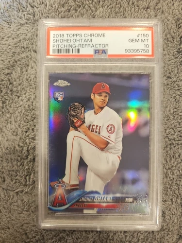 SHOHEI OHTANI PSA 10 2018 TOPPS CHROME #150 PITCHING ROOKIE REFRACTOR RC GEM 558