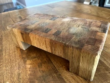Small End-Grain Butcher Block Cheese Charcuterie Board Riser with legs