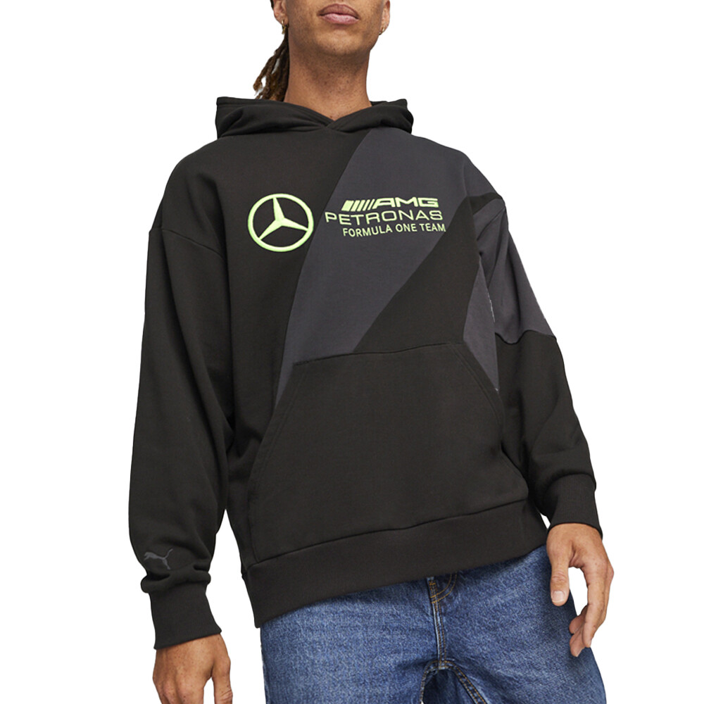 Puma Mapf1 Statement пуловер с капюшоном Мужская черная повседневная верхняя одежда 62372701