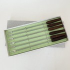 Vintage Mid Century Teak Handle Fondue Forks, Stainless Steel, Multi Color Ends