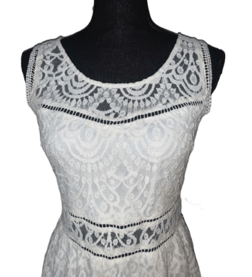 Trixxi Skater Dress Junior's Size 7 Off White Lace Fit And Flare NWT | eBay