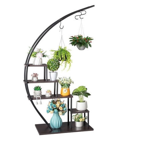 Artisasset 5 Layers Semicircle Iron Wood Suitable For Garden Balcony Patio Lawn - Picture 7 of 8