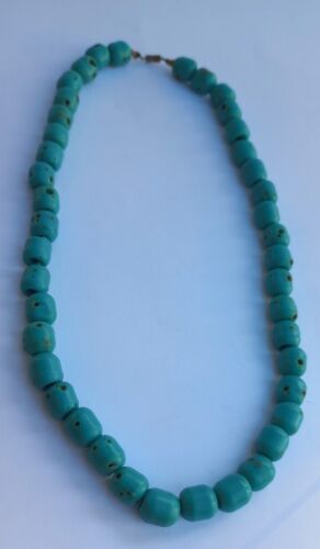 Rare Vintage Turquoise CoralNecklace antique copy graduated dyed necklace 58gr - Picture 2 of 8