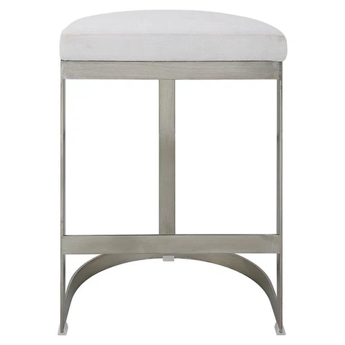 Uttermost Ivanna 26" Contemporary Metal and MDF Backless Counter Stool in Silver - Picture 3 of 10