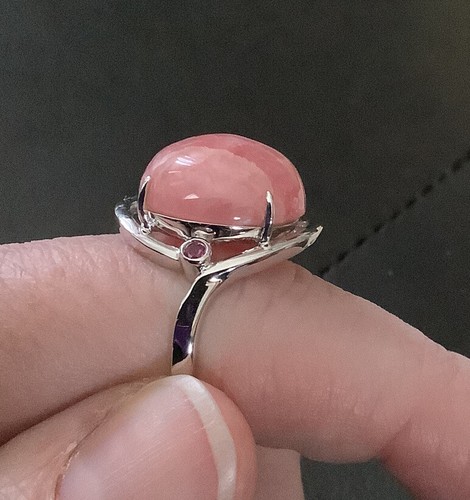 Generation Gems Round Rhodochrosite Cabochon Sterling Silver Ring Size 7 ~ New - Picture 6 of 9