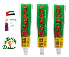 (Pack of 3) Dabur Miswak Toothpaste Natural Herbal Extract Meswak 120g+ 50g Free