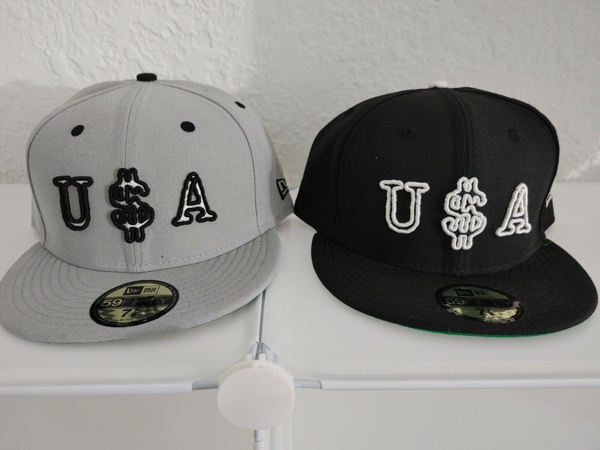 2X Hats New Era Fitted 7 7/8 Bogart USA lot NEW LA black grey