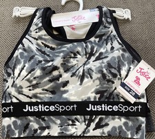 Girls Justice Sport 2 Pack Gray Black Racerback Sports Bras Size 28 NEW