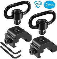 2PCS Heavy Duty QD Sling Swivel Adapter Mount Rifle Gun Quick Detach Push Button