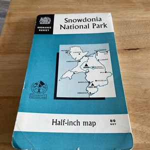 Ordnance Survey Snowdonia NationaL Park Half-inch Map 1966 Vintage