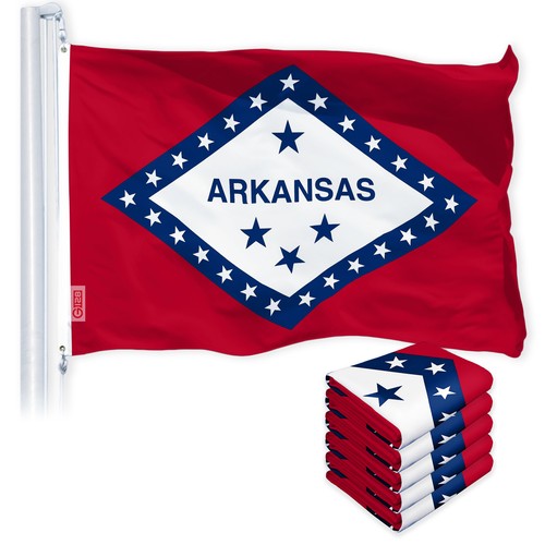 NEW G128 Arkansas Flag 5-Pack 3x5 FT, State Printed 150D Polyester - 第 1/5 張圖片