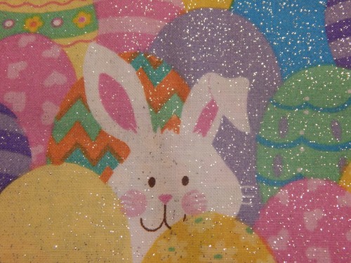 Fabric Tradition - Easter - Bunnies And Eggs Glitter Quilting Fabric 34x44" - Picture 3 of 4