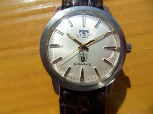 Vintage SWISS TECHNOS goldshield 17 Jewels Manual Men's Watch