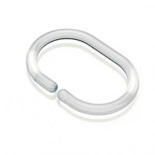 Croydex C Shape Shower Curtain Rings Clear Plastic - Set of 12, for Rails & Rods