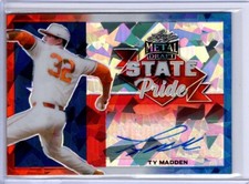 TY MADDEN 2021 Leaf Metal Baseball Red White Blue STATE PRIDE CRYSTALS AUTO 4/4