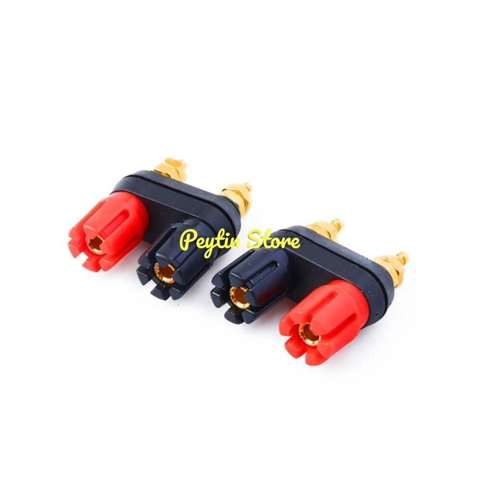 2) Red Black Double-pin Terminal Connecting Power Amplifier Audio Banana Socket - Image 3 of 4