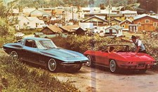 Postcard Chevy Corvette 1965 2 Views Automobile Advertisement Reprint Postcard Chevy Corvette 1965 2 Views Automobile Advertisement Reprint