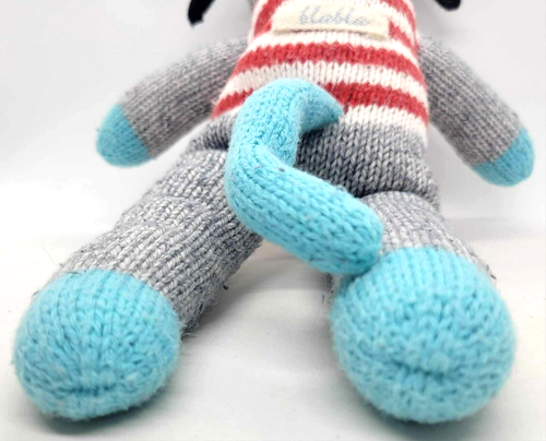 Peluche tejido a mano Andiamo el perro Blabla gris rojo blanco rayas - Imagen 14 de 17