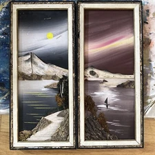 Vintage 1930’s Ucagco Japan Mid Century Art Wood 3D Wall Decor w/ Moss & Bark