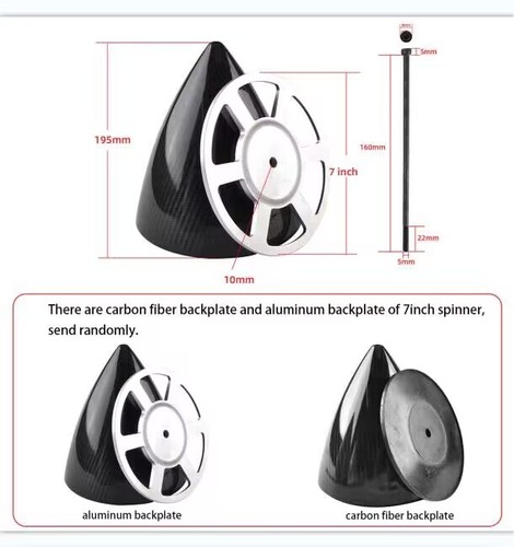 1PC 1.75/2.25/2.5/3.5/4.75/5.5/6/7inch Carbon Fiber Spinner Cone for RC Airplane - Picture 3 of 16