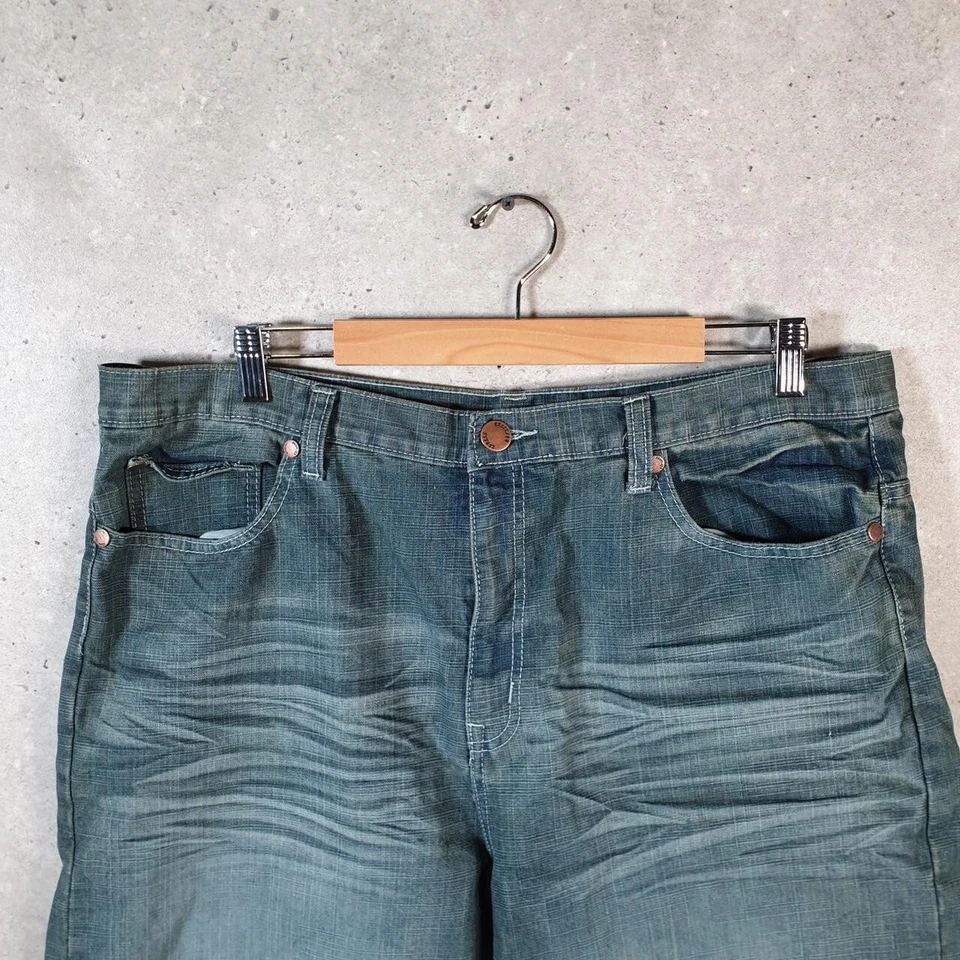 Vintage Brooklyn Express Baggy Y2K Hip Hop Jorts Shorts Mens W38 Blue Denim USA - Image 3 of 4