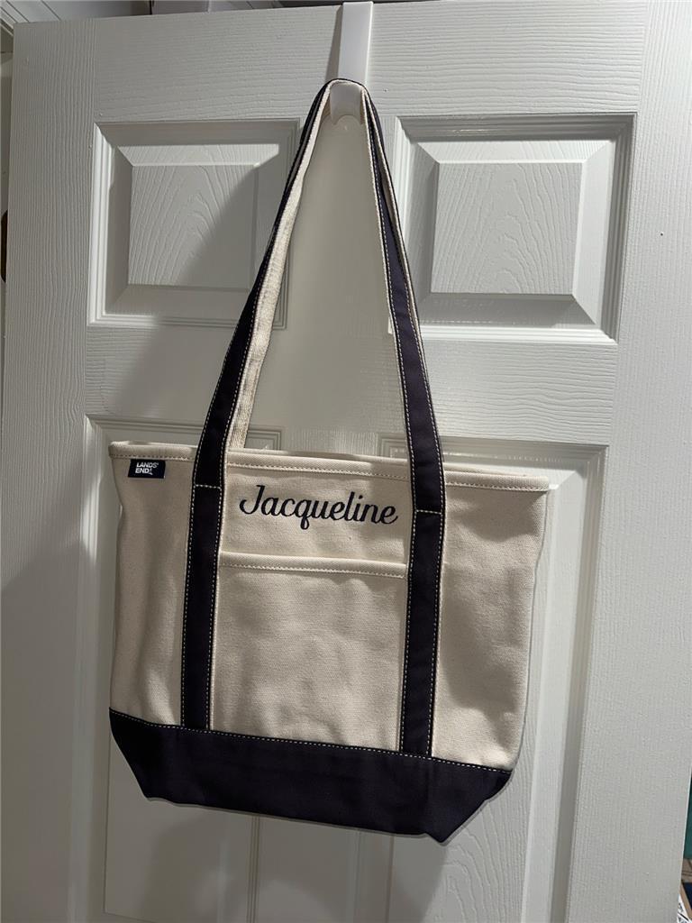 Lands End Open Top Long Handle Canvas Tote Bag Lands End Open Top Long Handle Canvas Tote Bag