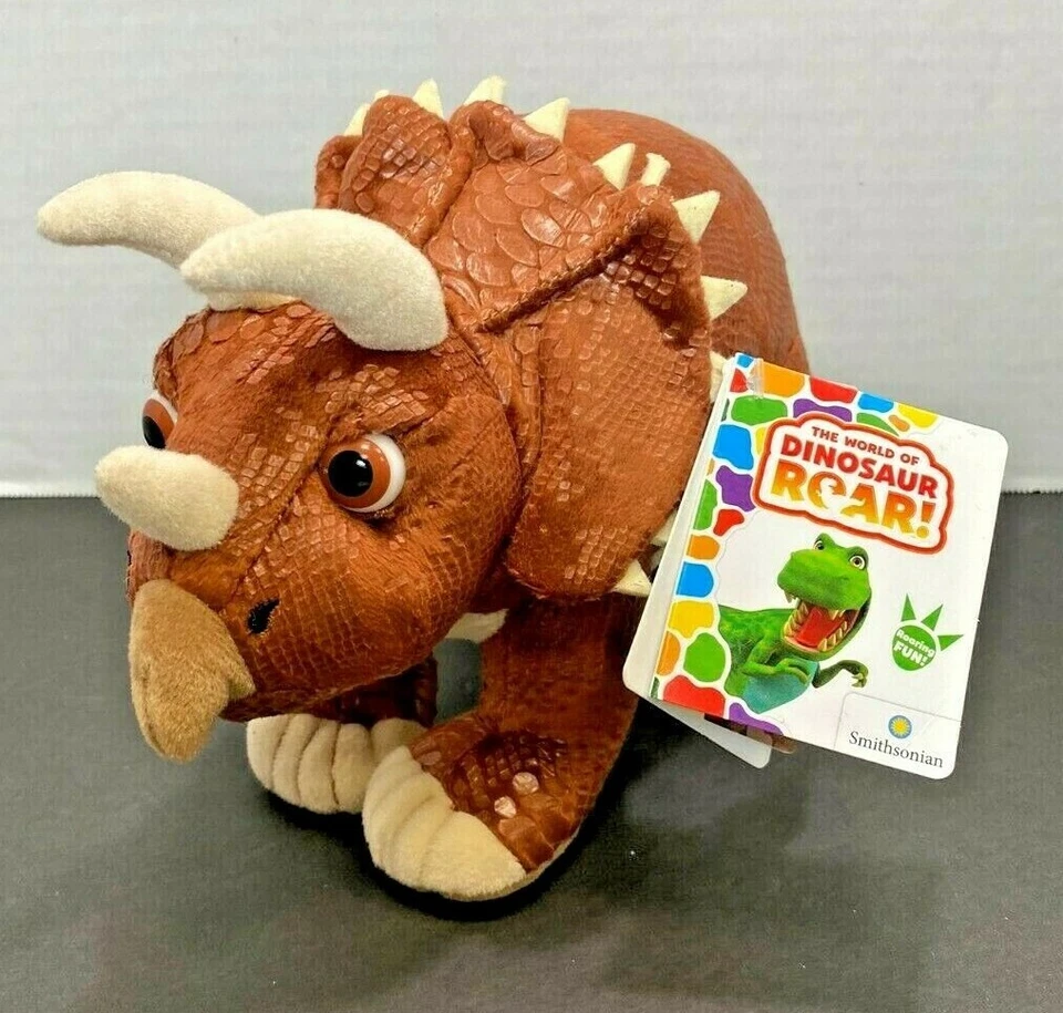 ¡EL MUNDO DEL RUGIDO DE LOS DINOSAURIOS! STOMP TRICERATOPS 11" PELUCHE NUEVO CON ETIQUETAS AURORA Foto 2 de 4