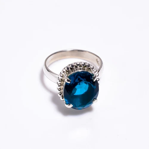 Wedding Gift For Her 925 Silver Blue Apatite Statement Vintage Ring Size