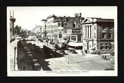 Jasper Ave Edmonton Alberta Canada a commercial street in town wi- Old Photo